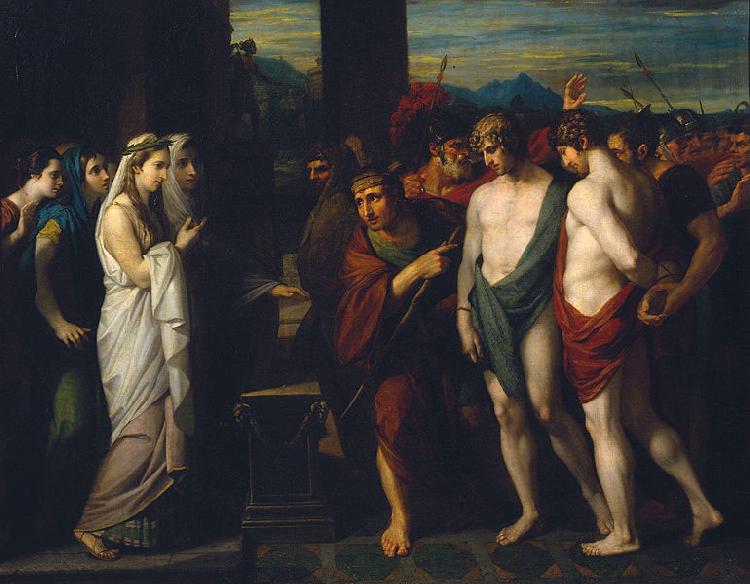 Benjamin West Pylades and Orestes Brought as Victims before Iphigenia oil painting image